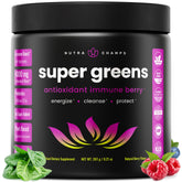 NutraChamps Poudre Super Greens vert bio, énergie naturelle et nutrition complète.