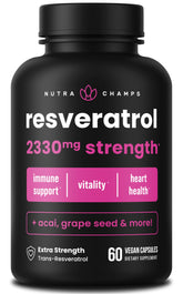 NutraChamps Resveratrol 1200mg capsules pour une routine bien-être potentielle.