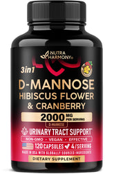 NUTRAHARMONY D-Mannose 2000mg capsules : soutien urinaire naturel et quotidien.