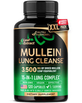 NutraHarmony Mullein Capsules: bouteille et capsules pour un soutien pulmonaire potentiel.