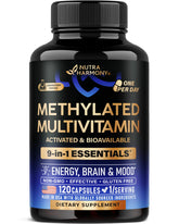 NUTRAHARMONY multivitamine méthylée dans la bouteille pour énergie naturelle et bien-être.