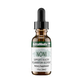 NutraMedix Noni Drops dans une bouteille de 1 oz prête pour le soutien immunitaire.
