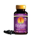 Nutrex Hawaii BioAstin Supreme bottle front showing label and 60 vegan softgels benefit