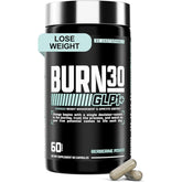 Nutrex Research Burn30 GLP-1 – bouteille montrant l'étiquette, soutien potentiel à la satiété.