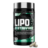 Nutrex Research LIPO SIX sans stimulants – bouteille visible, soutien métabolique sans jitters.