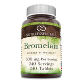 Nutri Essentials Bromelaïne, bouteille de comprimés 500 mg, usage quotidien potentiel.