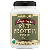 NutriBiotic protéine de riz biologique en poudre, pot clair et énergie naturelle.