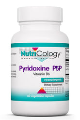 Nutricology Pyridoxine P5P – bouteille visible, soutien potentiel au métabolisme.