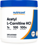 Nutricost Acétyl L-Carnitine HCI – bouteille pratique pour l apport quotidien.