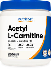 Nutricost Acétyl-L-Carnitine en poudre, idéale pour une routine quotidienne.
