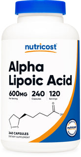 Nutricost Acide alpha-lipoïque 600 mg - bouteille prête à l’emploi pour routine quotidienne