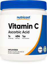 Nutricost acide-ascorbique poudre - bouteille visible - dosage pratique pour les routines quotidiennes