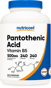 Nutricost Acide pantothénique 500 mg — capsules faciles à prendre.