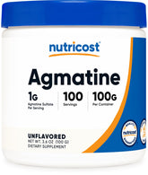 Nutricost Agmatine – bouteille 100 g, poudre pure prête pour les séances.