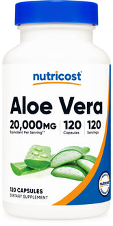 Nutricost Aloe Vera – bouteille avec étiquette: soutien au bien-être quotidien.