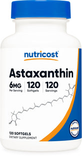 Nutricost Astaxanthine 6 mg – bouteille pratique de 120 capsules souples