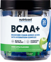 Nutricost BCAA+ Hydration, dosette pomme verte prête à mélanger pour hydratation rafraîchissante