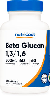 Nutricost Beta Glucan bouteille prête à une supplémentation quotidienne.
