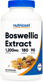 Nutricost Boswellia Extrait – bouteille et étiquette, soutien potentiel au confort quotidien.
