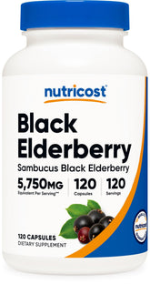 Nutricost Sureau noir: bouteille de capsules 575 mg prête à l'emploi, prise facile