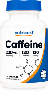 Nutricost Caféine Pilules 200 mg – flacon, énergie rapide sans sucre