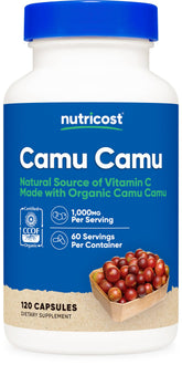 Nutricost Camu Camu 1000mg - Bouteille pratique pour usage quotidien.