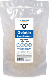 Nutricost capsules vide gelatine taille 0 translucides, idéales pour préparer des formulations personnalisées.
