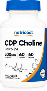 Nutricost CDP-Choline – bouteille montrant l'emballage pratique et accessible.