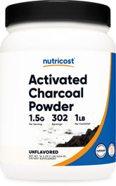 Nutricost Charbon Actif en Poudre 1lb – emballage et présentation polyvalente.