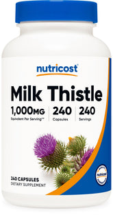 Nutricost chardon-Marie - bouteille 1000 mg, capsules véganes pour un apport quotidien.