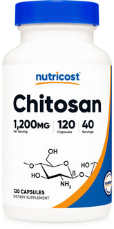 Nutricost Chitosan – bouteille, gélules 1200 mg, prise pratique.