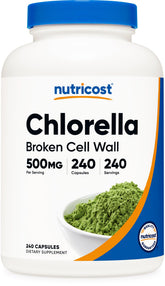 Nutricost Chlorella: gélules 500 mg, pratique à prendre pour une routine végétale quotidienne.