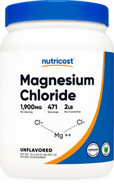 Nutricost Chlorure de magnésium 2 lb — bouteille prête pour votre routine bien-être.