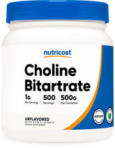 Nutricost Choline Bitartrate en poudre dans une bouteille 500 g prête à l'emploi