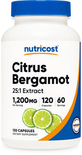 Nutricost Citrus Bergamot Capsules - bouteille clairement étiquetée, pratique pour votre routine quotidienne.