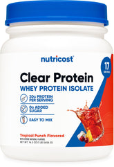 Nutricost Clear Whey Isolate Tropical Punch : bouteille prête pour une collation protéinée légère