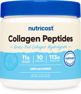 Nutricost Collagen Peptides en poudre, emballage pratique et facile à doser.