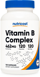 Nutricost Complexe B haute puissance – bouteille visible, soutien énergie quotidienne.