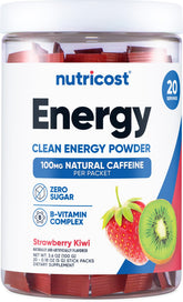 Nutricost Complexe Énergie – sachets Fraise-Kiwi, énergie rapide sans sucre.