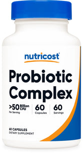 Nutricost Complexe Probiotique – bouteille 60 gélules, soutien digestif potentiel au quotidien
