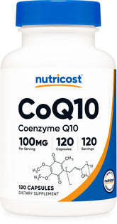 Nutricost CoQ10 capsules végétariennes 100 mg, pratique pour un usage quotidien.
