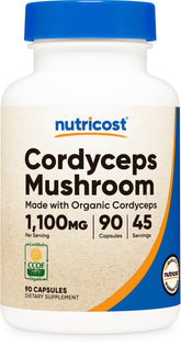 Nutricost Cordyceps, bouteille visible, soutien énergie quotidienne grâce aux capsules