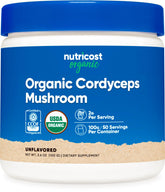Poudre de Cordyceps Nutricost biologique 100 g, idéale pour une routine bien-être.