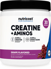 Nutricost Creatine + Aminos en flacon raisin, énergie soutenue pendant l entraînement.