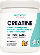 Nutricost Créatine Monohydrate, poudre pêche-mangue dans le bocal, goût agréable après l'entraînement