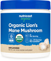 Nutricost Crinière de Lion Poudre — bouteille bio, pratique pour routine quotidienne.