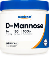 Nutricost D-Mannose Poudre 100 g dans sa bouteille, dosage précis et pratique.