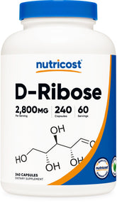 Nutricost D-Ribose : bouteille ouverte pour une prise facile au quotidien.