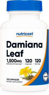 Nutricost Damiana Feuille – emballage pratique pour usage quotidien et traçabilité.