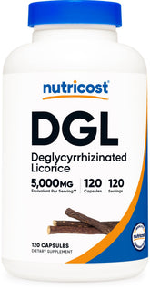 Nutricost DGL: capsules 5000 mg équivalent par portion visibles
